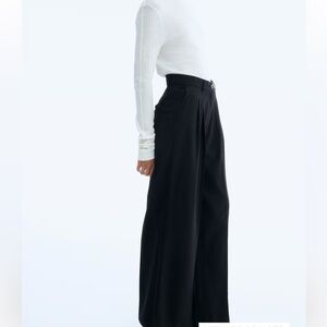 h&m black trousers pleated women new black size 10